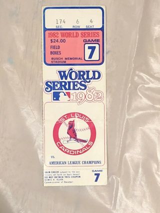 Vintage 1982 World Series Game 7 St.  Louis Cardinals Ticket Stub Busch Stadium