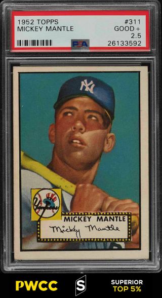 1952 Topps Mickey Mantle 311 Psa 2.  5 Gd,  (pwcc - S)