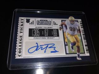 2018 Panini Contender Draft Jerry Tillery Ticket Auto Autograph Notre Dame