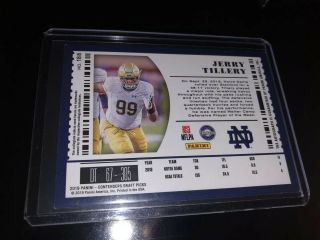 2018 Panini Contender Draft Jerry Tillery Ticket Auto Autograph Notre Dame 2