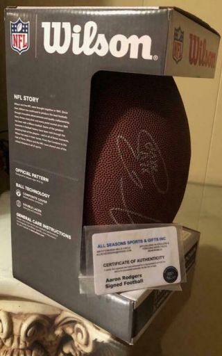 Nfl Touchdown Football Signed By Aaron Rodgers