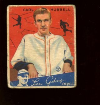 1934 Goudey Baseball Card 12 Carl Hubbell