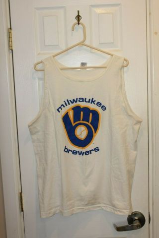 White Milwaukee Brewers Vintage Logo Tank Top - Adult Extra Large / Xl