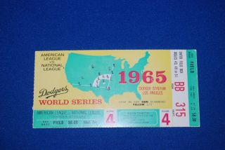 1965 World Series - L.  A.  Dodgers Vs.  Minnesota Twins Game 4 - Ticket Stub