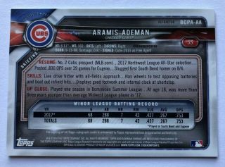 2018 Bowman Chrome Aramis Ademan RC Refractor Auto SP /499 BCPA - AA Chicago Cubs 2