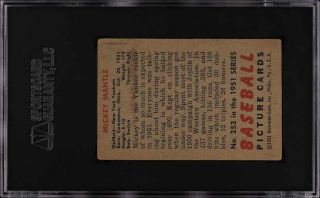 1951 Bowman Mickey Mantle ROOKIE RC 253 SGC 3 VG (PWCC) 2