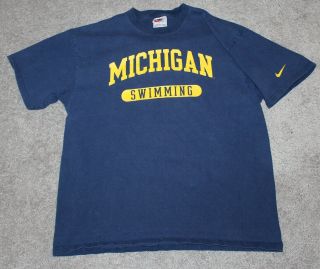 Vtg 90s Nike Michigan Wolverines Swimming T - Shirt Men 