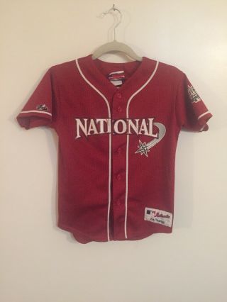 Youth Majestic Rare National League Red All Star Game 2001 Baseball Jersey - Med