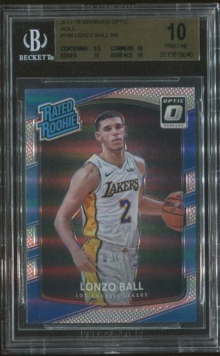 2017/18 Optic Holo Silver Refractor Lonzo Ball Rc Bgs 10