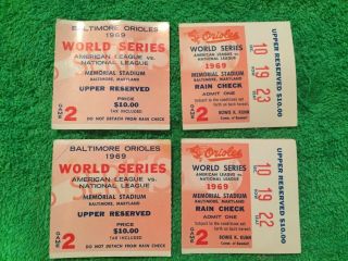 Two 1969 World Series Ticket Stubs.  Game 2,  Mets - Orioles.
