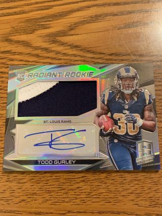 2015 Panini Spectra Todd Gurley Radiant Rookie Patch Autograph 37/49 Sweet