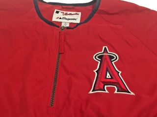 Vintage Majestic LA Angels Red 1/4 Zip Baseball Pullover Windbreaker Jacket Sz S 2