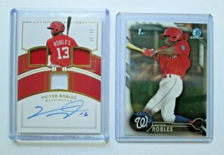 Victor Robles 2018 National Treasures Patch Auto 08/49 And 2016 Bowman Chrome
