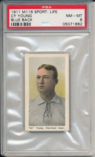 Cy Young 1911 M116 Sporting Life Blue Back Psa 8 Highest Graded 1 Of 1