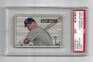 1951 Bowman 253 Mickey Mantle Psa Authentic