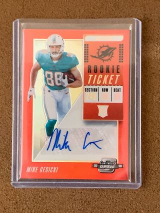2018 Contenders Optic Mike Gesicki Red Rookie Ticket Auto 022/149 Dolphins