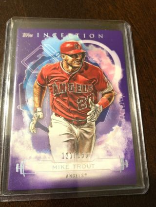 2019 Topps Inception Mike Trout Purple 121/150.  1.  Angels Baseball Card