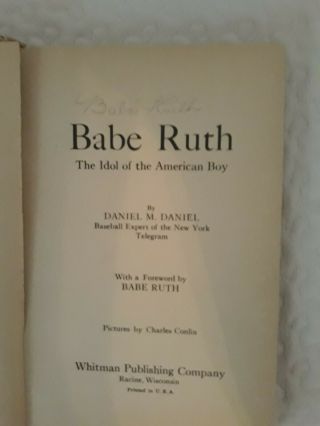 Babe Ruth Signed Autograph 1930 The Idol Of The American Boy Book Auto