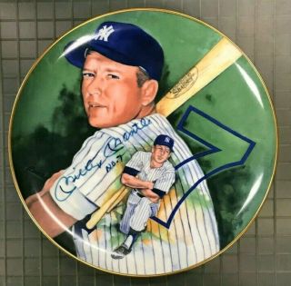 Jsa Mickey Mantle " No.  7 " Signed 10.  5 " Marigold Limited Ceramic Plate /1000