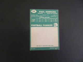 1960 TOPPS PAUL HORNUNG PACKERS FOOTBALL CARD 54 VG/EX BV $35.  00 1497 2