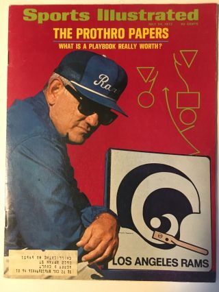Sports Illustrated Los Angeles Rams Tommy Prothro July 24 1972 Nfl Si 70s Rare
