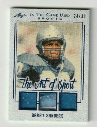 2019 Barry Sanders Leaf In The Game Sports Game 3 Jerseys / Patch 24/30