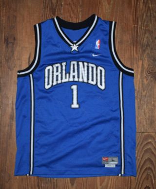 Vintage Nike Orlando Magic Tracy Mcgrady 1 Jersey Blue Black White Youth Size L