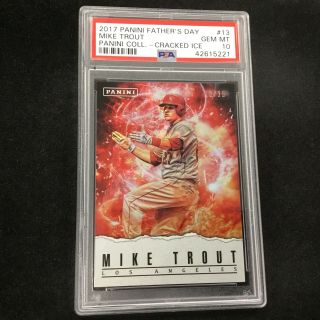 Mike Trout 2017 Panini Fathers Day Cracked Ice Card 13 Sp 13/25 Psa 10 Pop 1