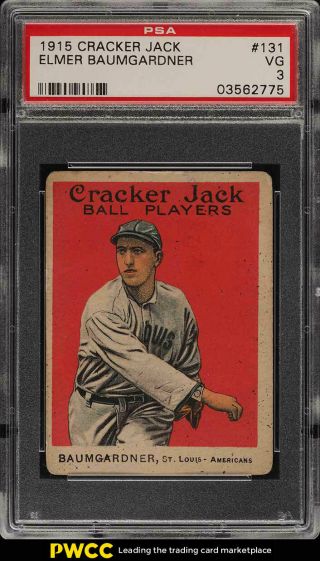 1915 Cracker Jack Elmer Baumgardner 131 Psa 3 Vg (pwcc)
