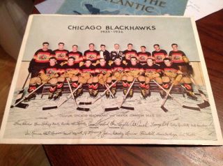 1935 - 36 Chicago Blackhawks Nhl Hockey Photo Howie Morenz Montreal Canadiens