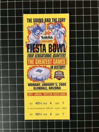 2009 Fiesta Bowl Game Ticket Stub Texas Longhorns Vs Ohio State Buckeyes