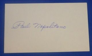 Paul Napolitano Deceased 1997 Autograph Signed 3x5 Minneapolis Lakers 1947 - 48