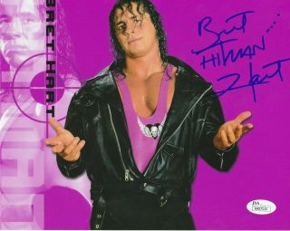 Bret " The Hitman " Hart Autographed Wrestling 8x10 Photo.  Jsa.  Wwe.