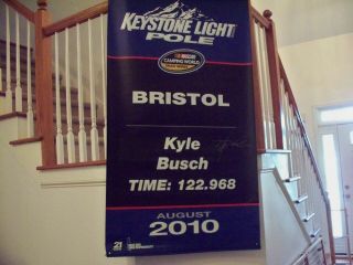 2010 Kyle Busch Truck Pole Award Banner From Bristol Autographed By Kyle
