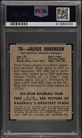 1948 Leaf Jackie Robinson ROOKIE RC 79 PSA 2.  5 GD,  (PWCC) 2
