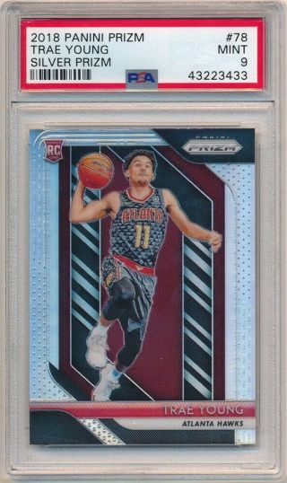 Trae Young 2018/19 Panini Prizm 78 Rc Rookie Silver Prizms Sp Psa 9 $250,