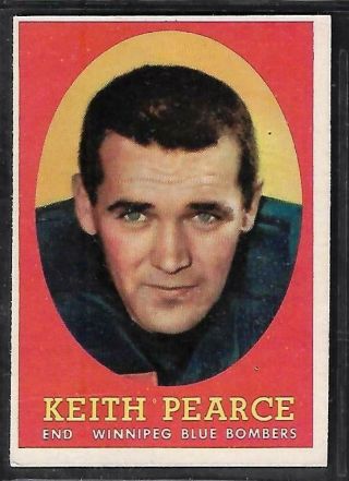 1958 Topps Cfl Football: 88 Keith Pearce,  Winnipeg Blue Bombers - Last Card