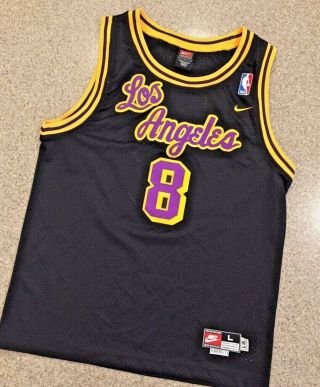 ⛵️ Vtg Nike Los Angeles Lakers Kobe Bryant Black Jersey 8 Nba Stitched Youth L