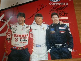 Mario Andretti And Sons,  Michael And Jeff Hand Signed Autographed Photo