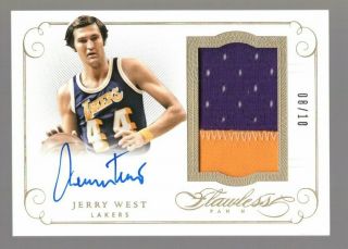 Jerry West 2014/15 Flawless Jumbo Game Lakers Patch On Card Auto 8/10