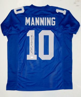 Eli Manning Autographed Blue Pro Style Jersey - Jsa Authenticated