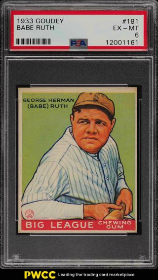 1933 Goudey Babe Ruth 181 Psa 6 Exmt (pwcc)