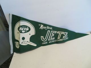 1968 Ny York Jets Shea Nfl Football 12x29 Pennant World Champions