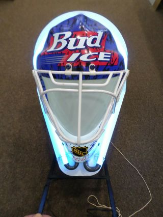 OFFICIAL BEER NHL ANHEUSER - BUSCH INC.  BUD ICE ELECTRIC GOALIE MASK NEON SIGN 2