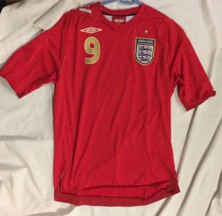 England 9 Rooney 2006 - 2008 Football Away Jersey Shirt Umbro Large