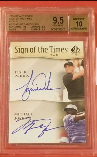 Tiger Woods Michael Jordan Dual Auto Autograph Signature Bgs 9.  5/10 Two 