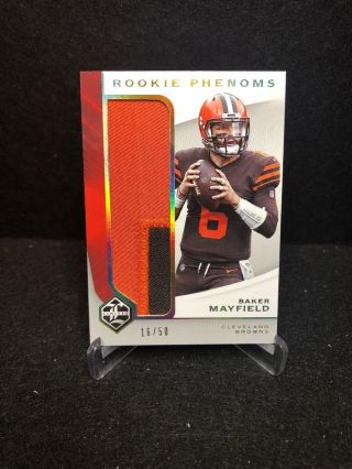 2018 Panini Limited Rc Baker Mayfield Rookie Phenoms Jumbo Patch 19/50 2 Color