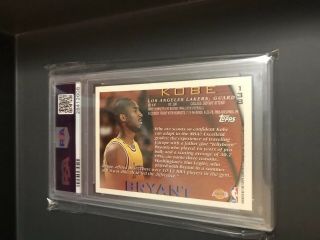 1996 - 97 Topps 138 Kobe Bryant Los Angeles Lakers RC Rookie PSA 10 GEM 2