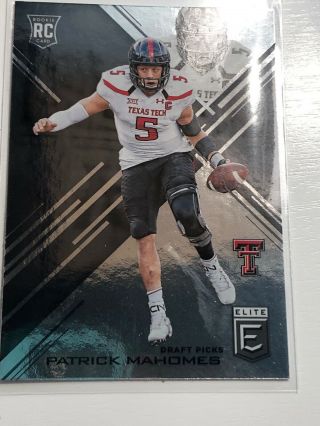 2017 Elite Draft Picks Patrick Mahomes Texas Tech Rookie Card No.  145