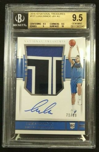 2018 - 19 National Treasures Rookie Patch Auto Luka Doncic 71/99 Bgs 9.  5 Auto 10